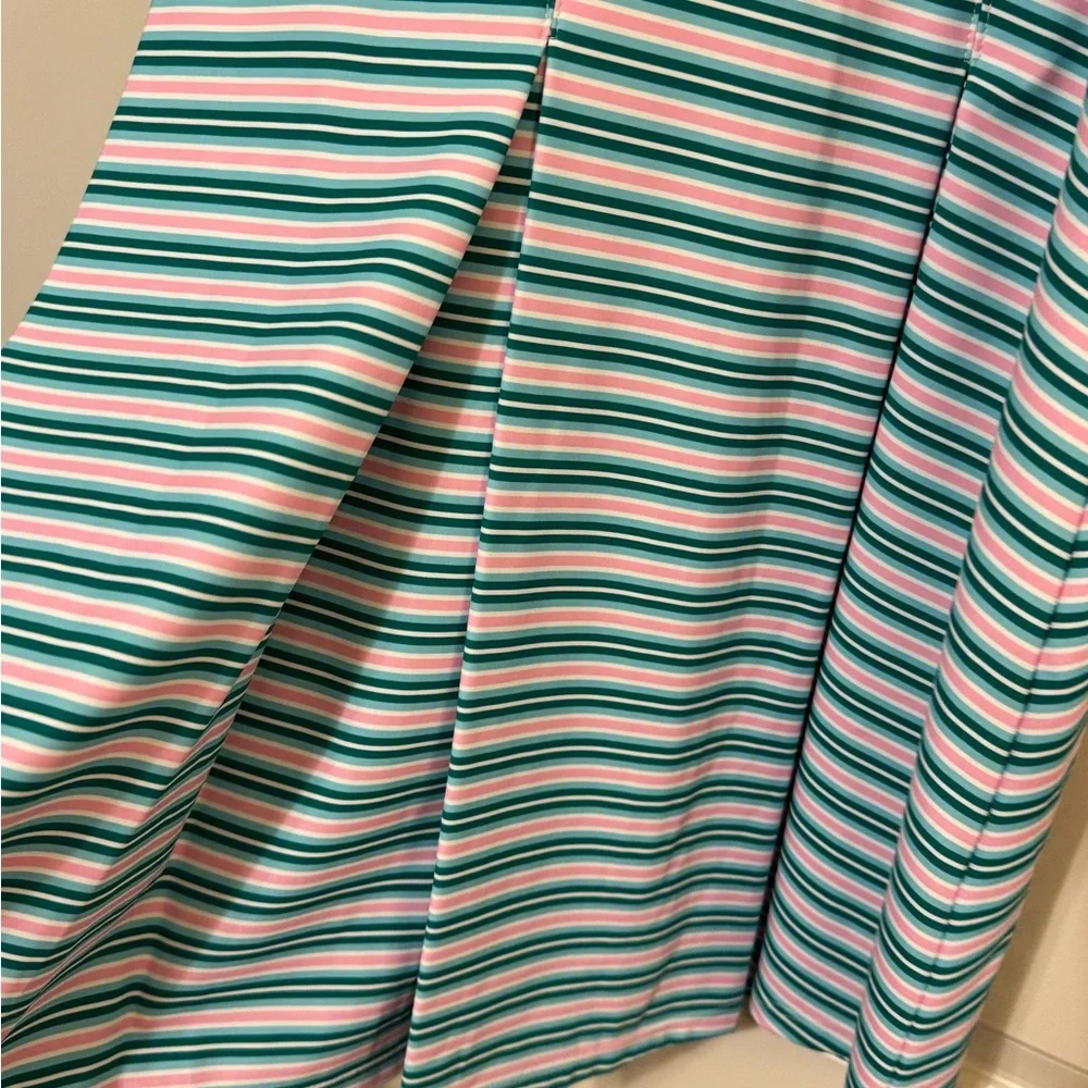 β¨ π Addison Bay Racquet Striped Print Crew Neck Sleeveless Pleated Active πβ¨ - Picture 9 of 15
